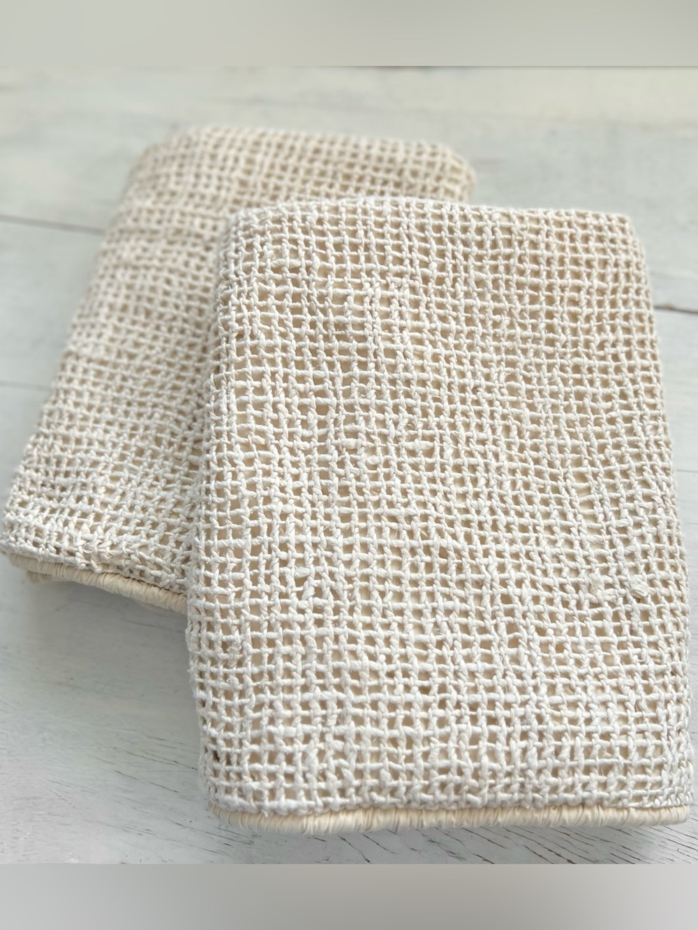 2 Soft Surroundings Chunky Knit Pillow Covers 24" Tan Cream Coastal Silk Cotton